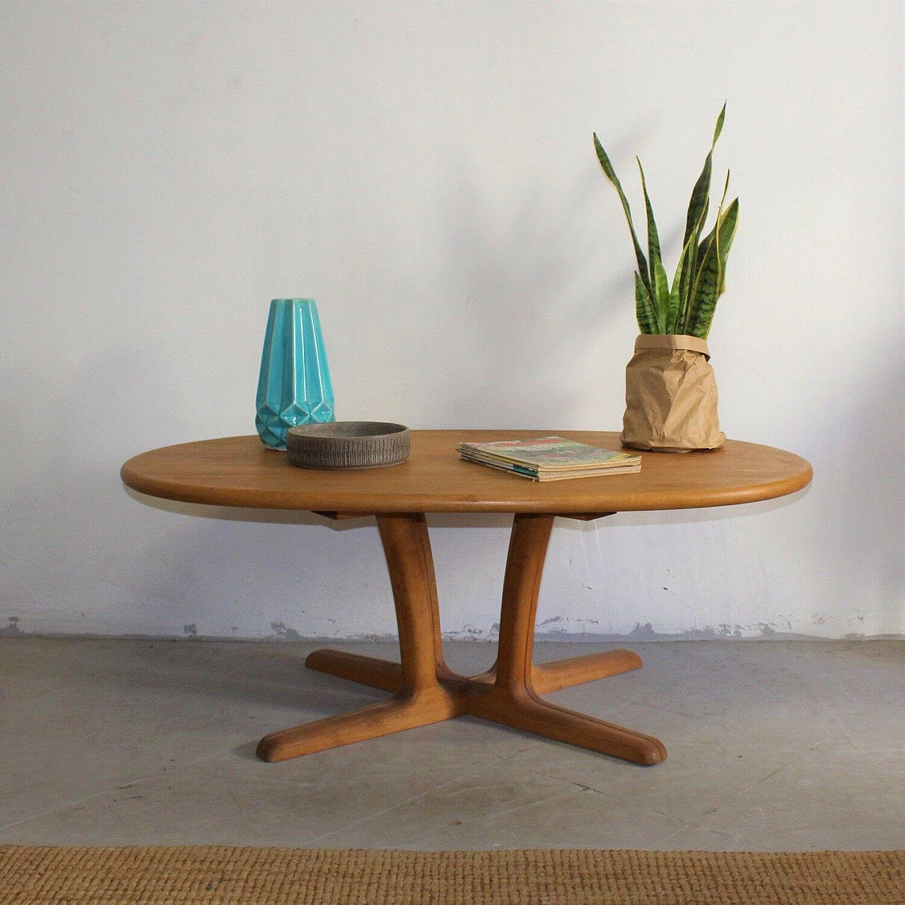 Solid oak coffee table for Dyrlund, 1960s 1