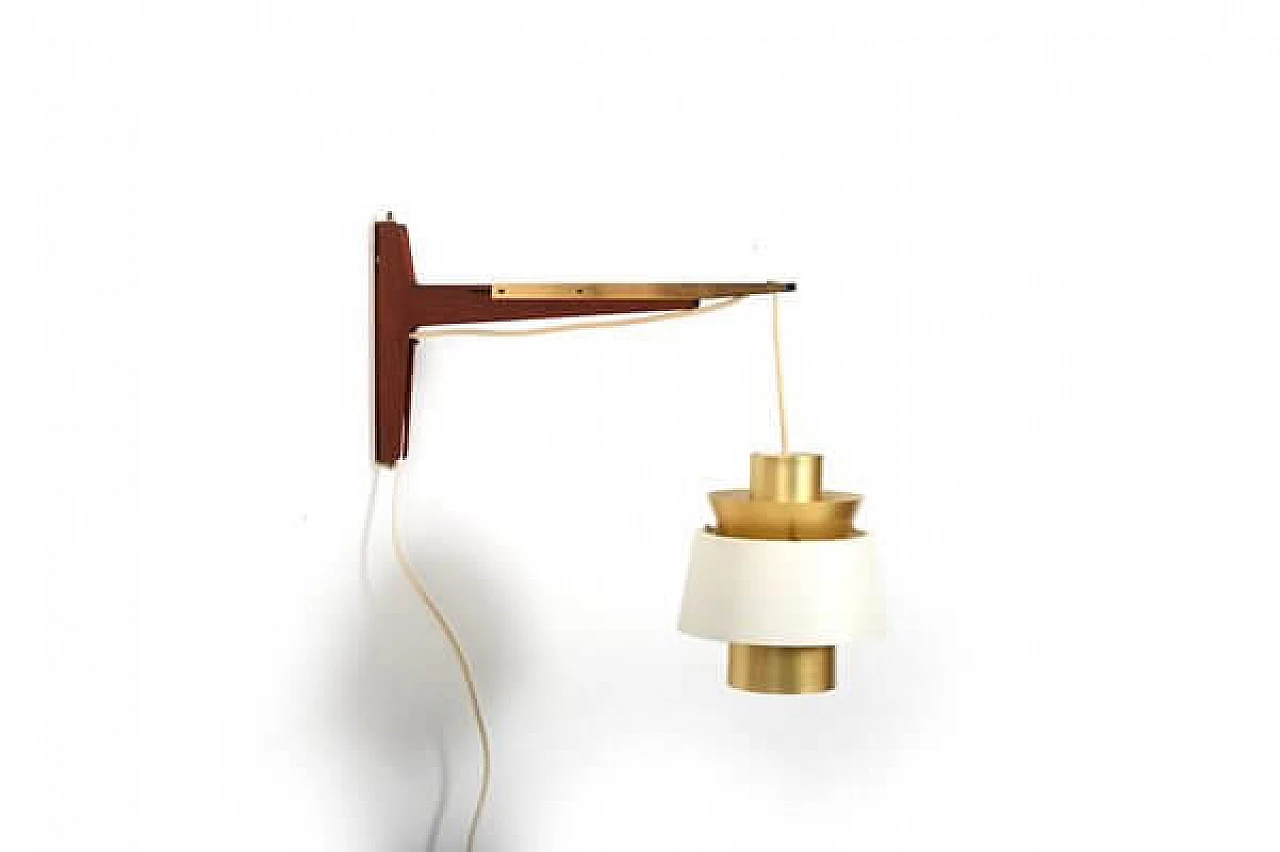 Teak and metal wall light by Jørn Utzon for Nordisk Solar, 1960s 2