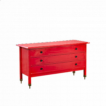 Red wood dresser by Carlo De Carli for Sormani, 1960s