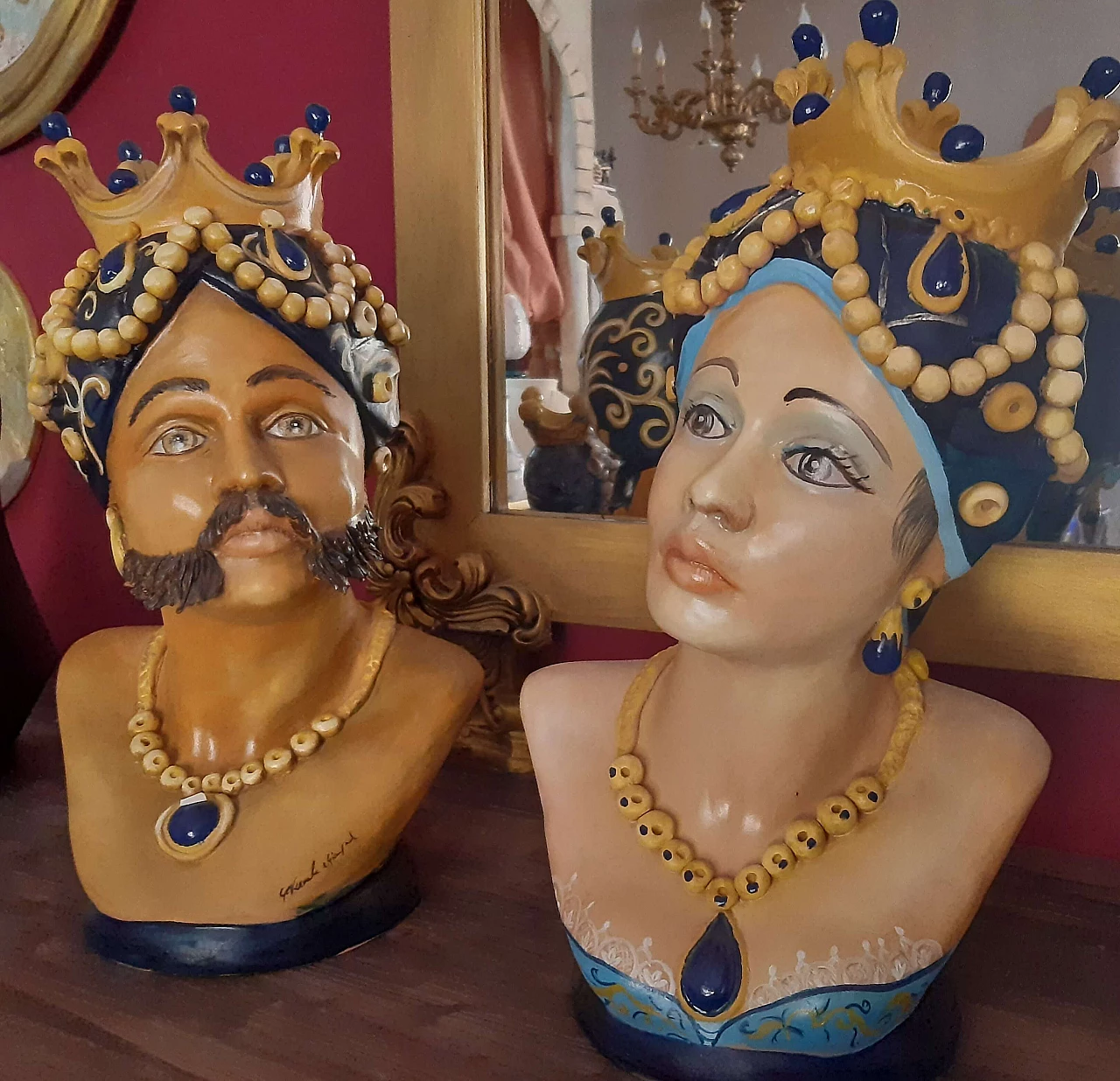 Pair of vases with Moorish heads, 2000s 1