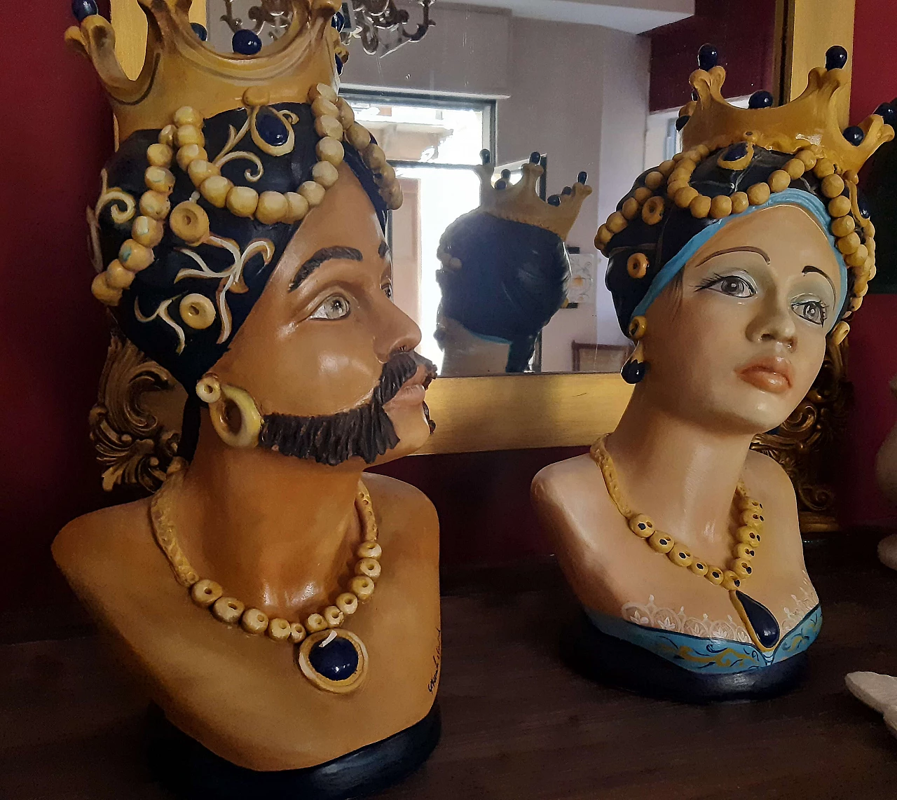 Pair of vases with Moorish heads, 2000s 2