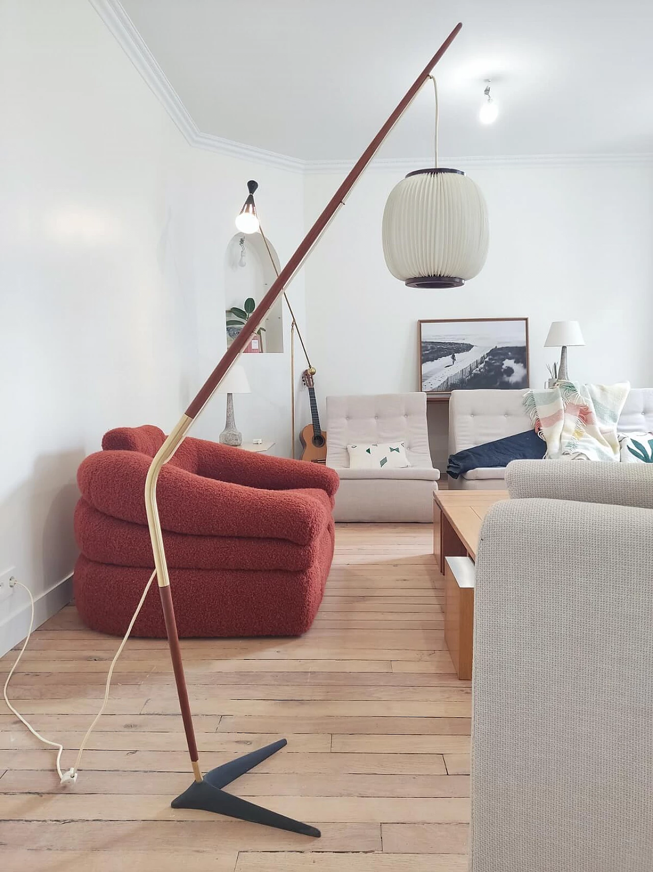 Fishing rod floor lamp by Svend Aage Holm Sorensen, 1950s 9