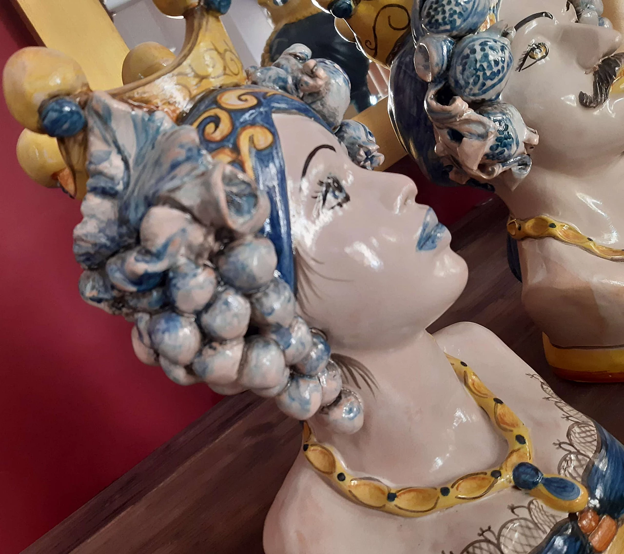 Pair of painted ceramic half-bust Moor's Heads 4