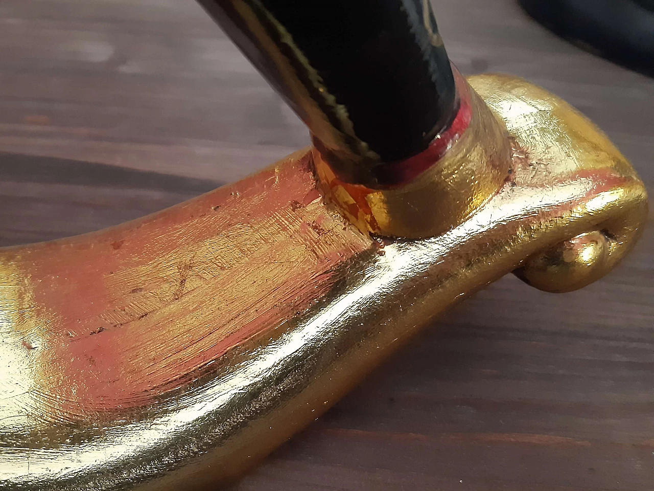 Painted and gilded terracotta rocking horse, 1990s 5