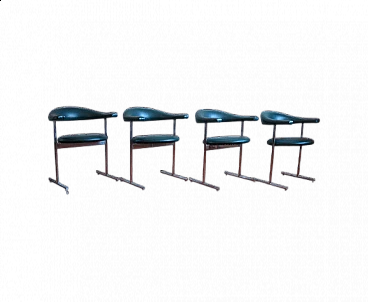 4 Chromium-plated steel Airport 037 chairs for Hans Kaufeld, 1960s
