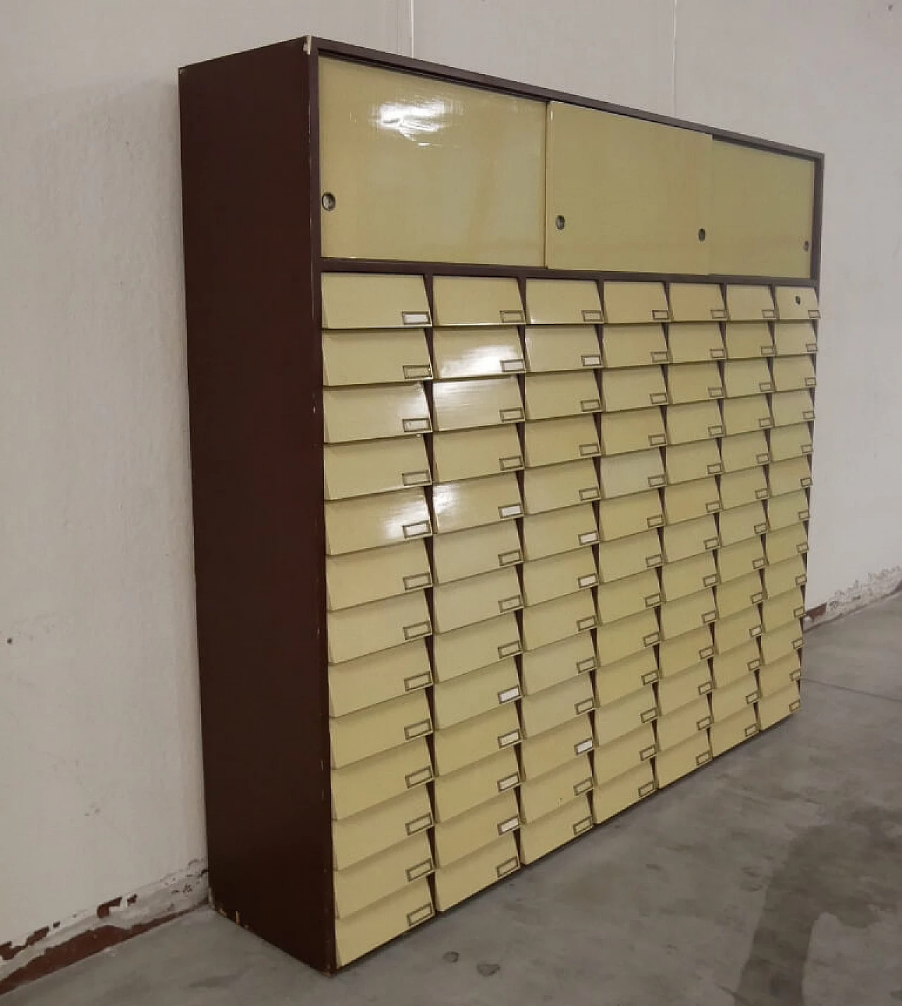 Ivory painted wood filing cabinet, 1980s 2