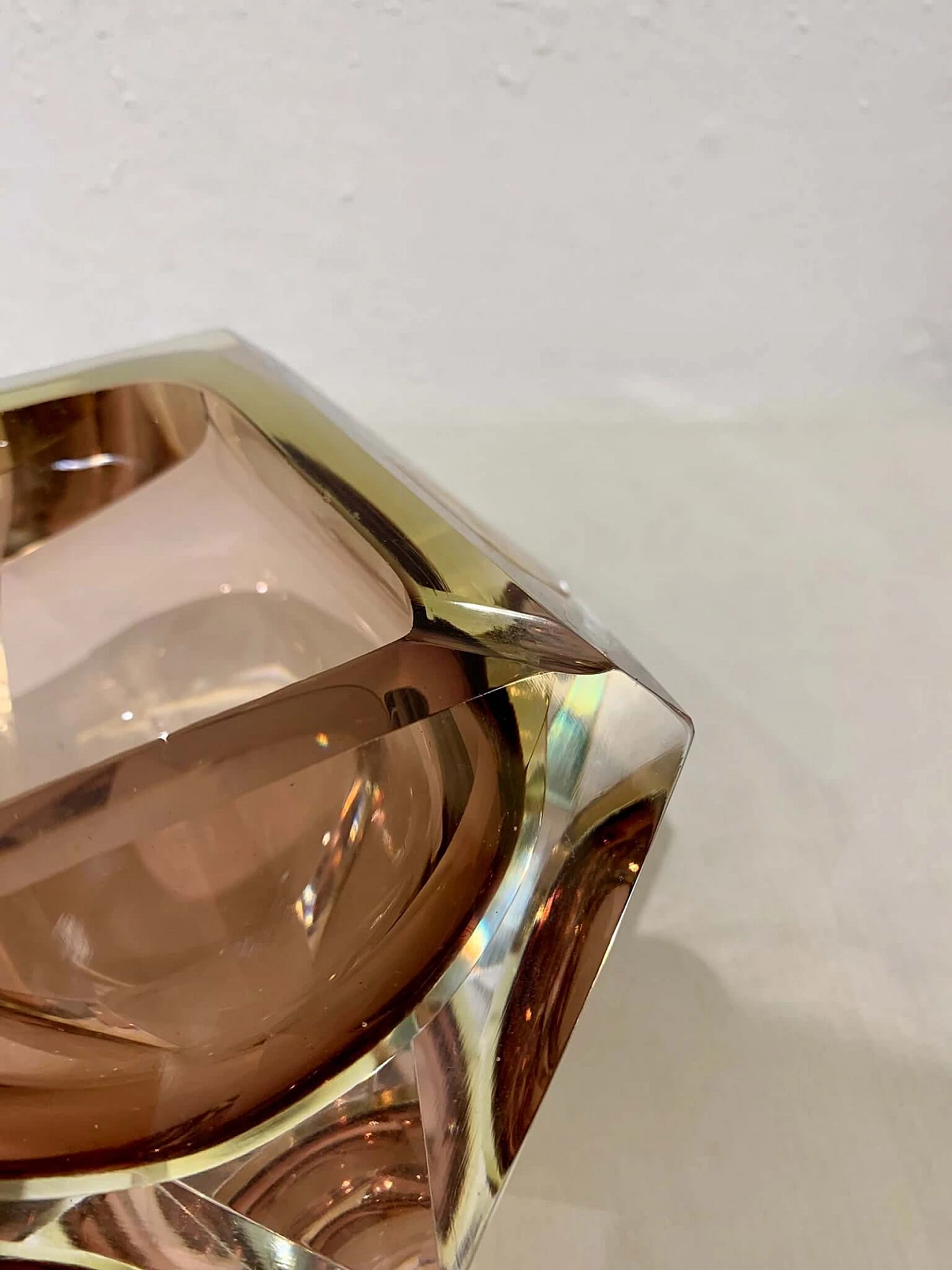 Posacenere prisma in vetro di Murano color ambra, anni '70 4