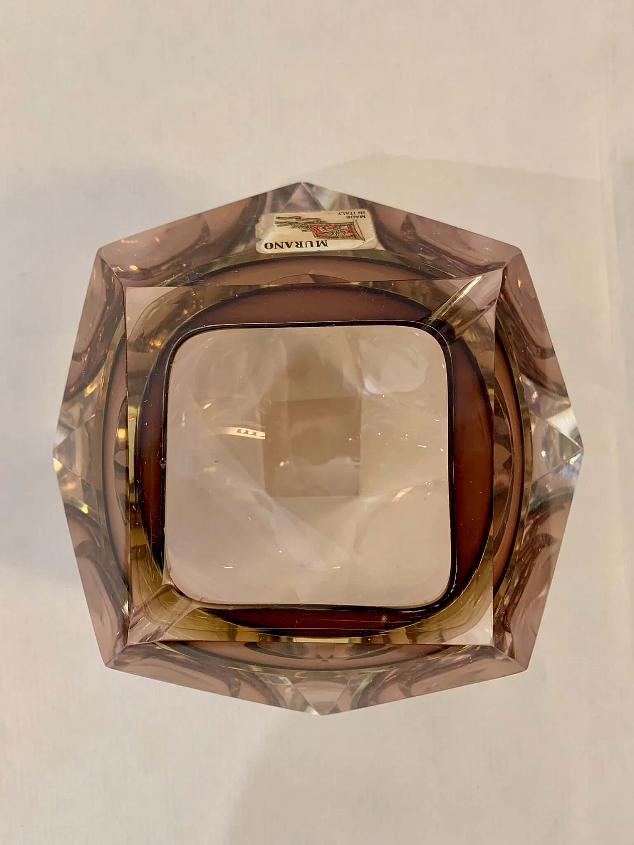 Posacenere prisma in vetro di Murano color ambra, anni '70 5