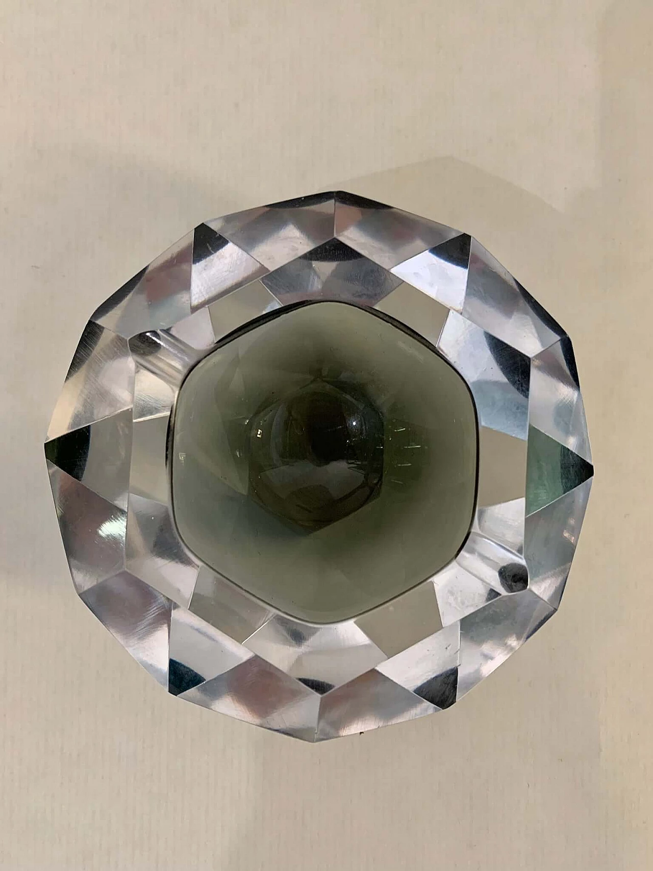 Posacenere a forma di diamante in vetro di Murano grigio, anni '70 5