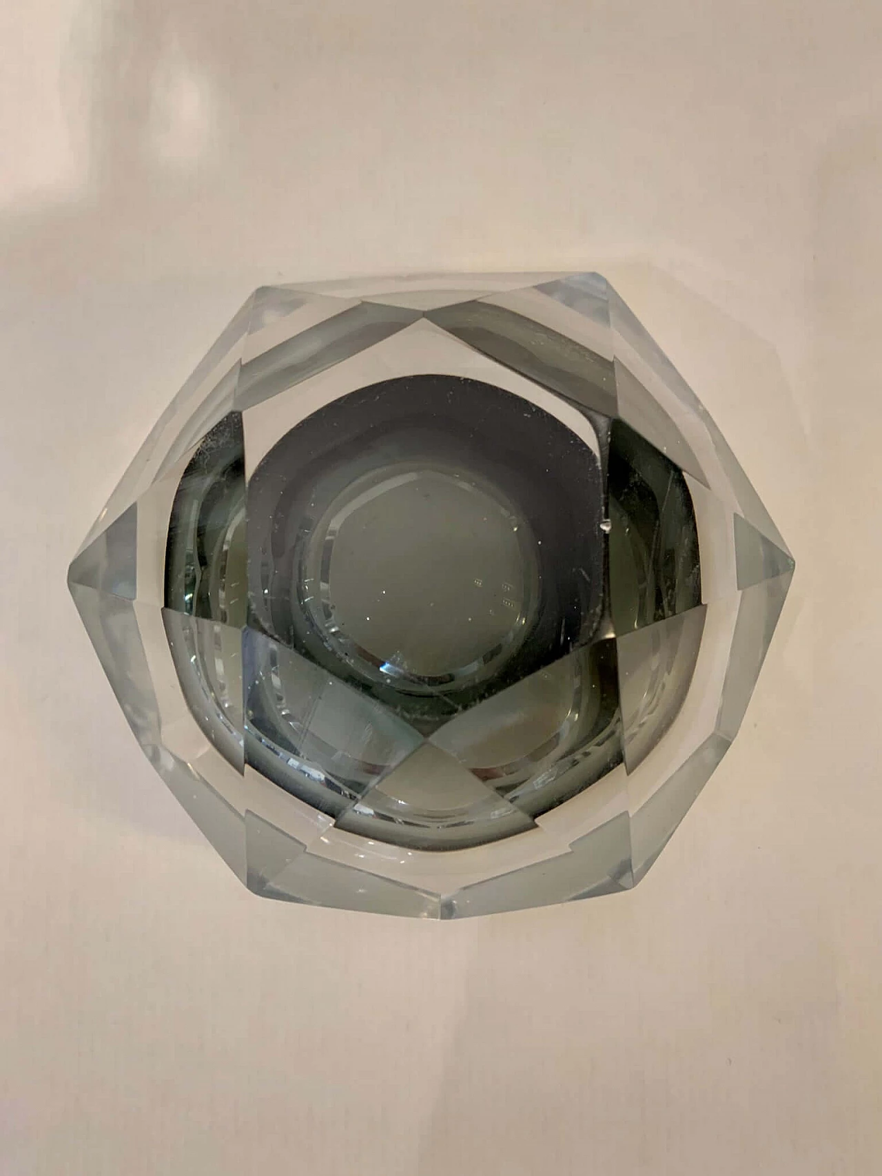 Posacenere a forma di diamante in vetro di Murano grigio, anni '70 7