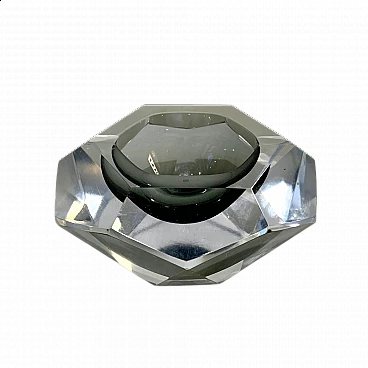 Posacenere a forma di diamante in vetro di Murano grigio, anni '70