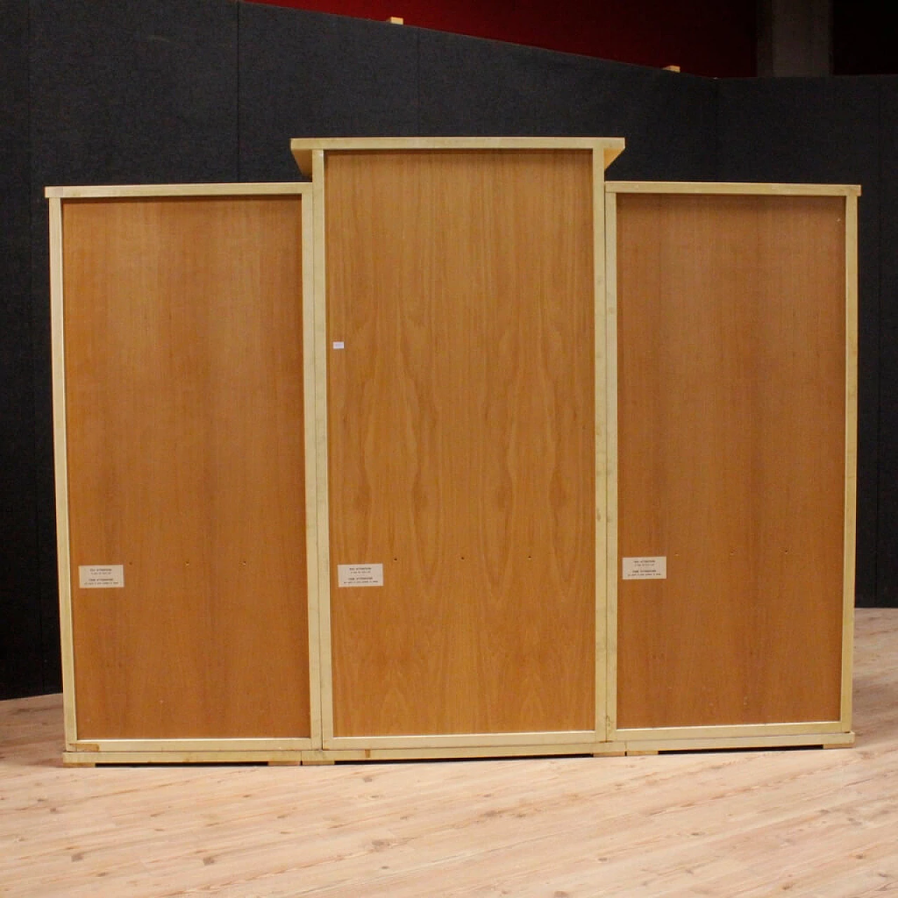 Bookcase with glass cabinet in exotic wood with brass and faux tortoiseshell details 5