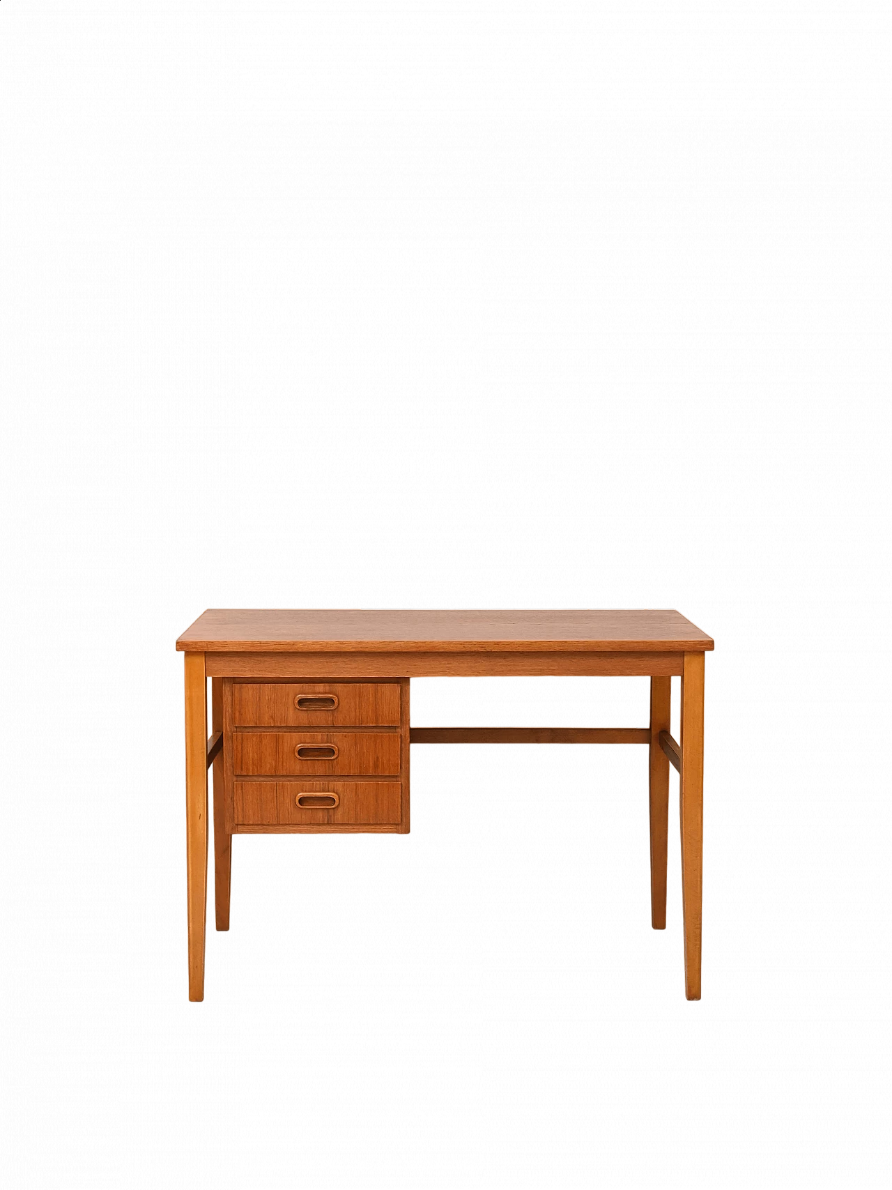 Teak desk with sliding drawers, 1960s 13