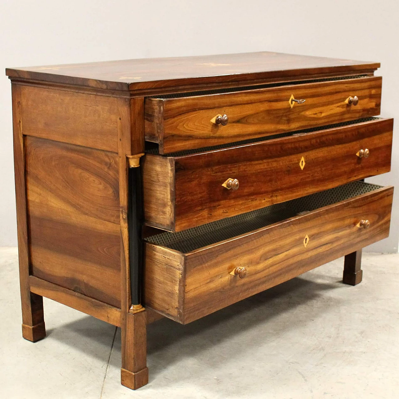 Empire inlaid walnut dresser, early 19th century 3