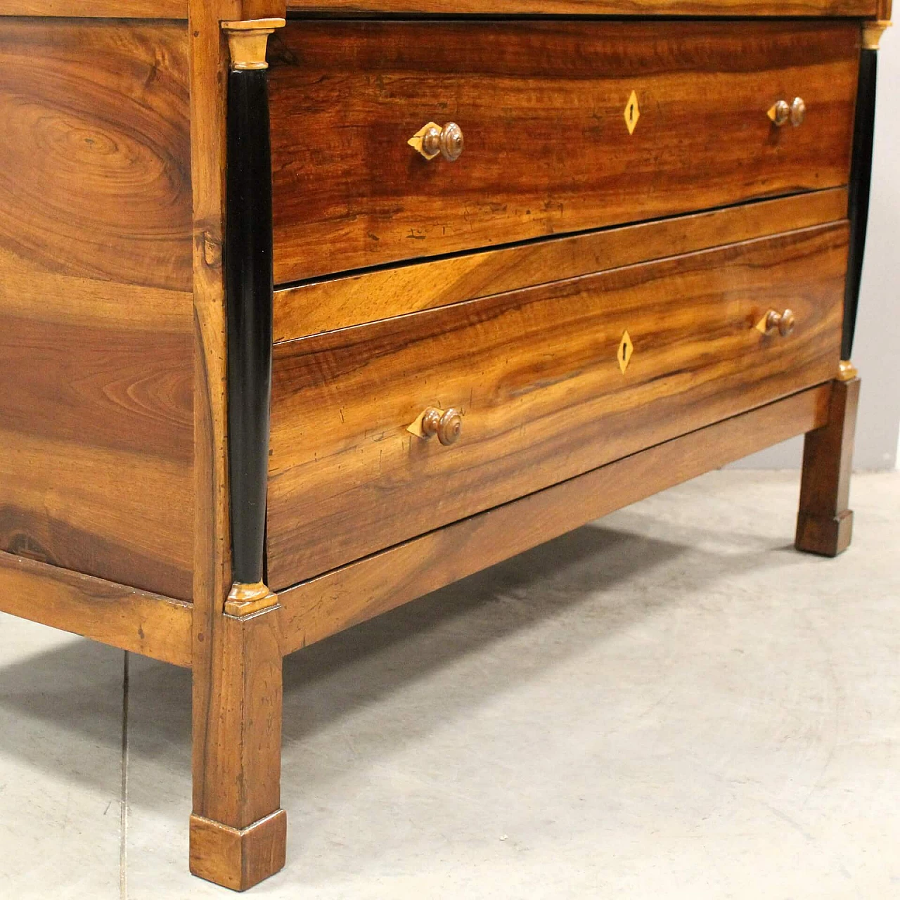 Empire inlaid walnut dresser, early 19th century 4