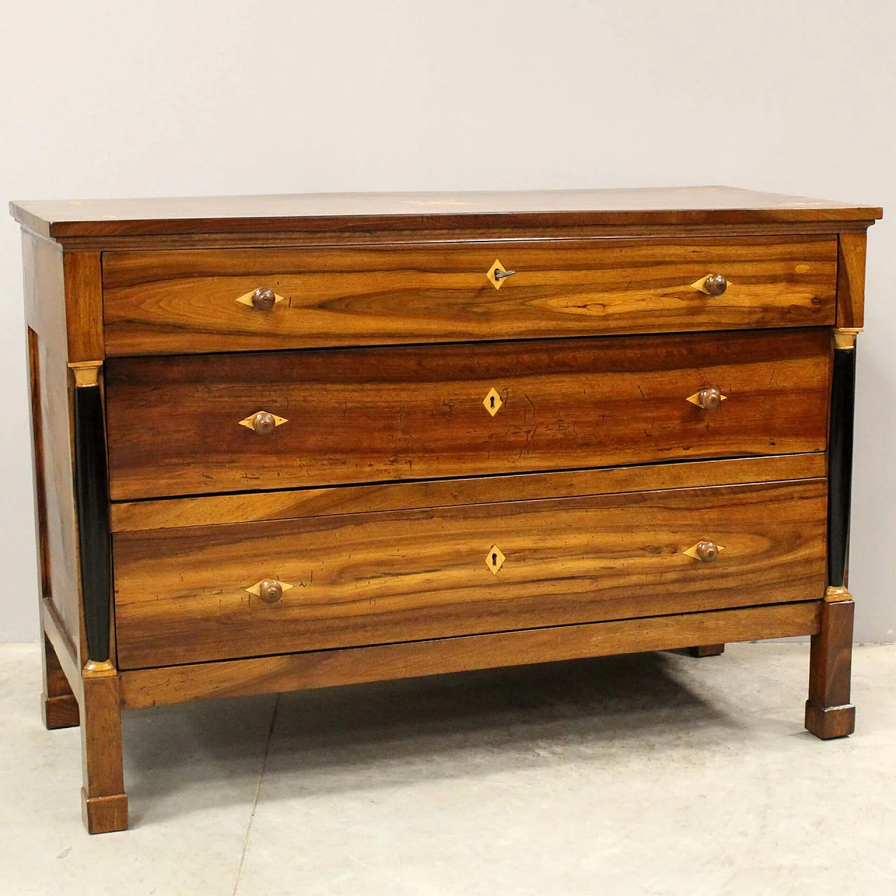 Empire inlaid walnut dresser, early 19th century 5