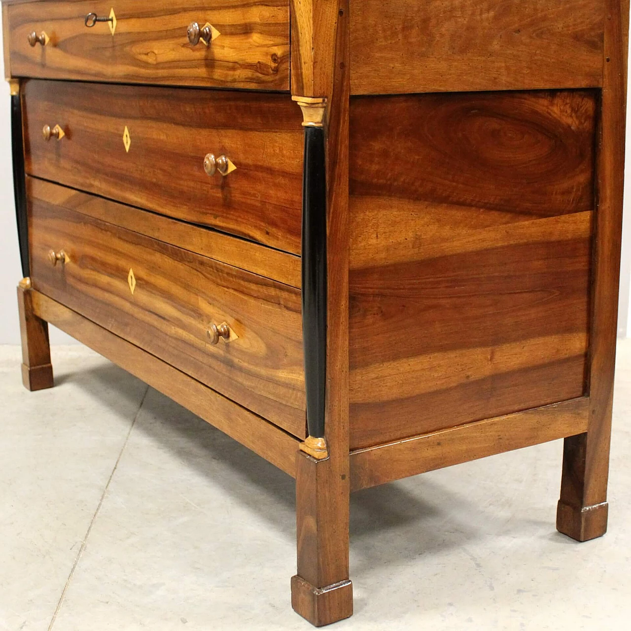 Empire inlaid walnut dresser, early 19th century 6