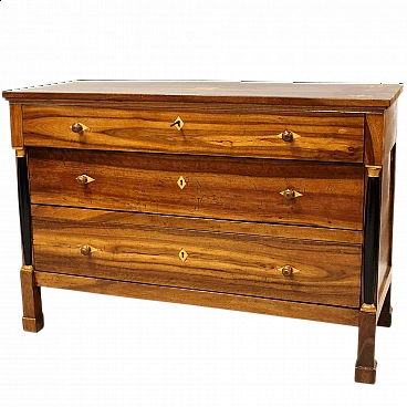 Empire inlaid walnut dresser, early 19th century