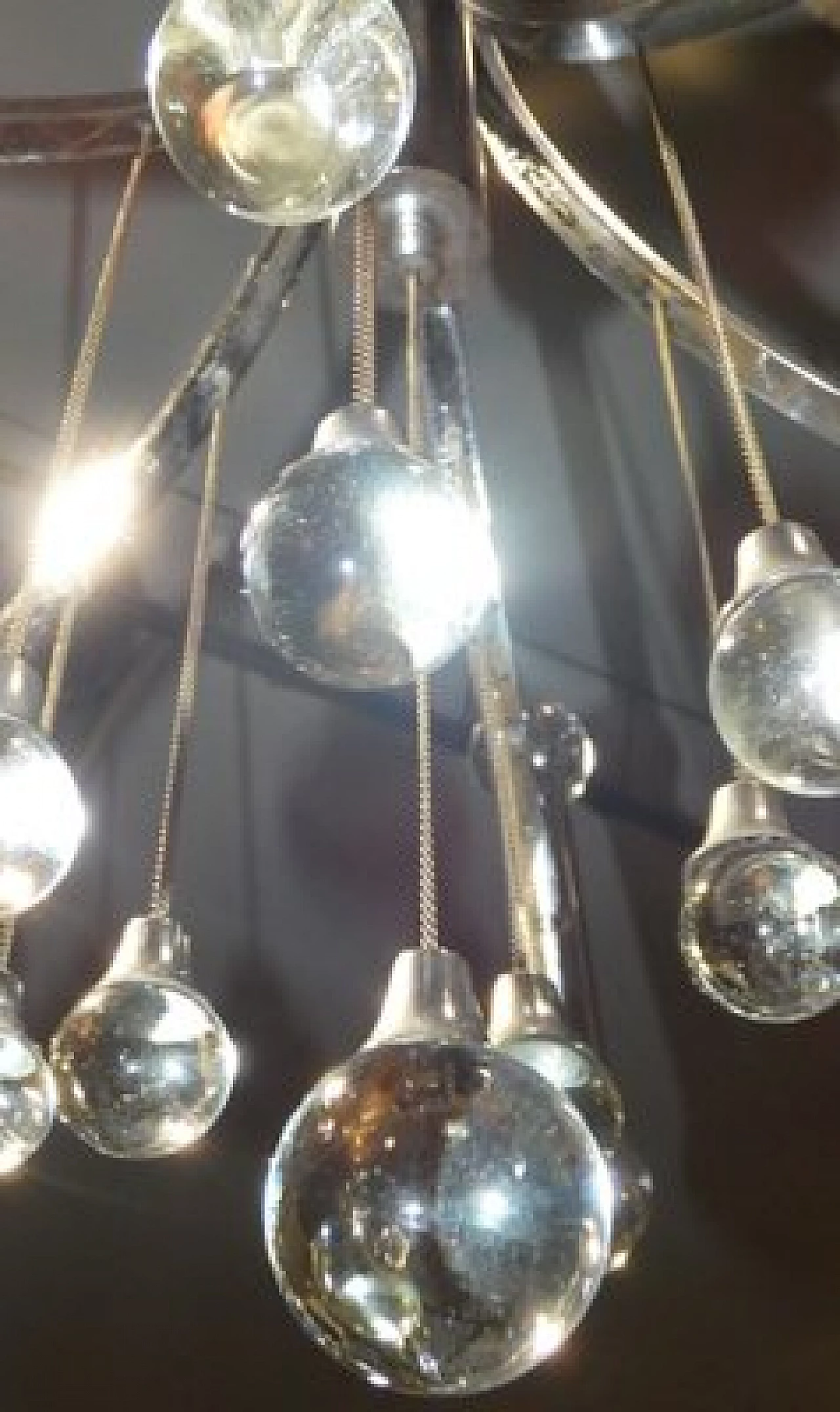 Chromed steel and crystal chandelier by Gaetano Sciolari, 1970s 8