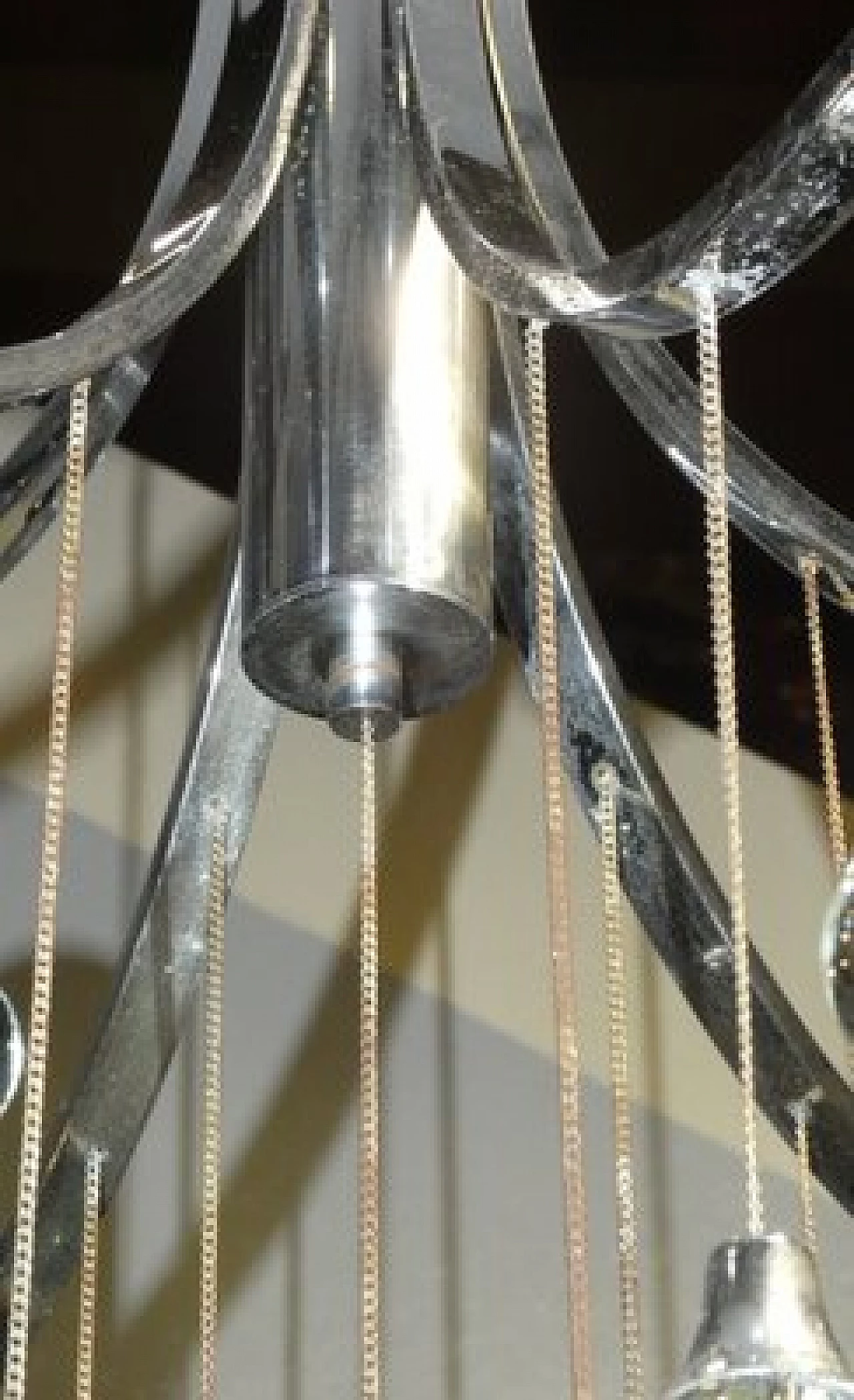 Chromed steel and crystal chandelier by Gaetano Sciolari, 1970s 9