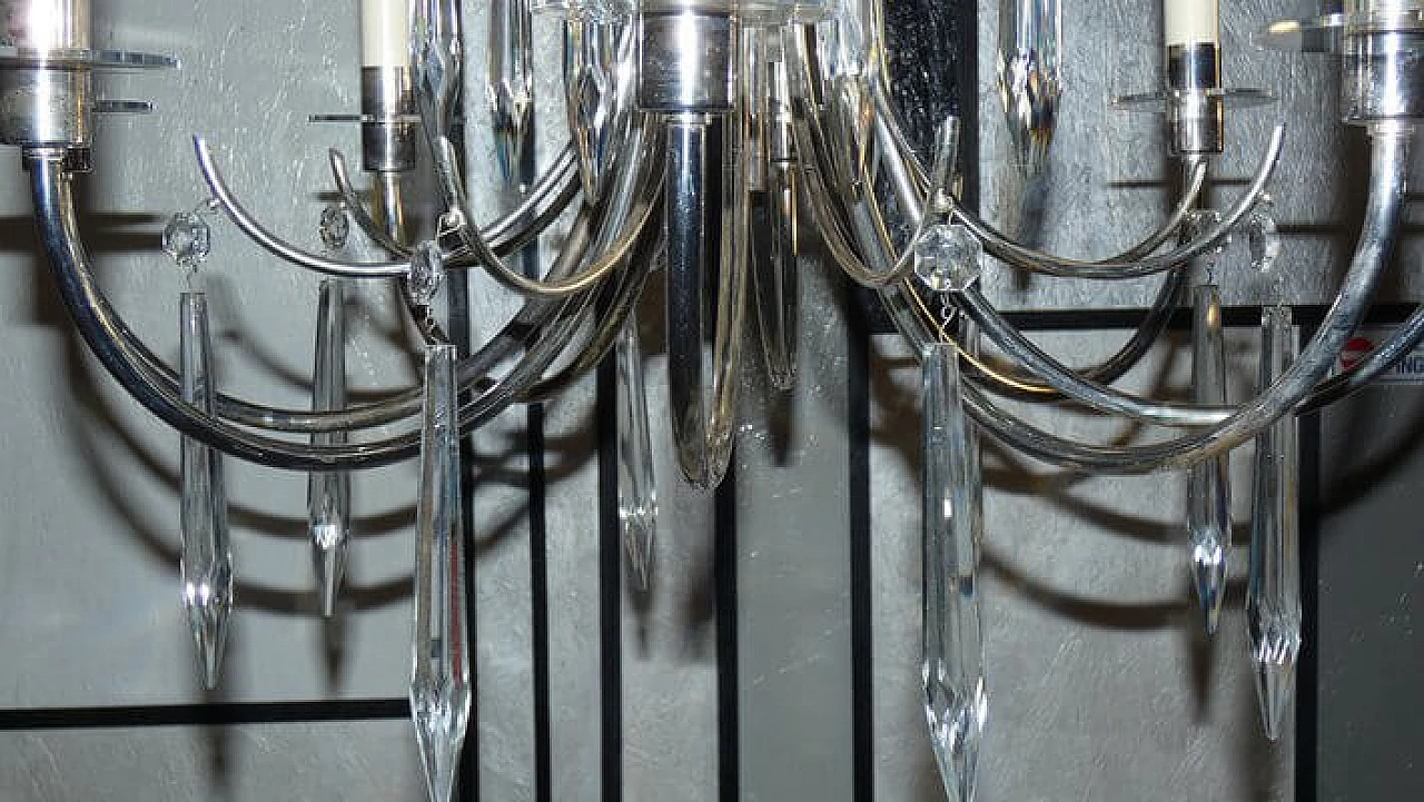 Silver and crystal Ovali chandelier by Gaetano Sciolari, 1970s 2