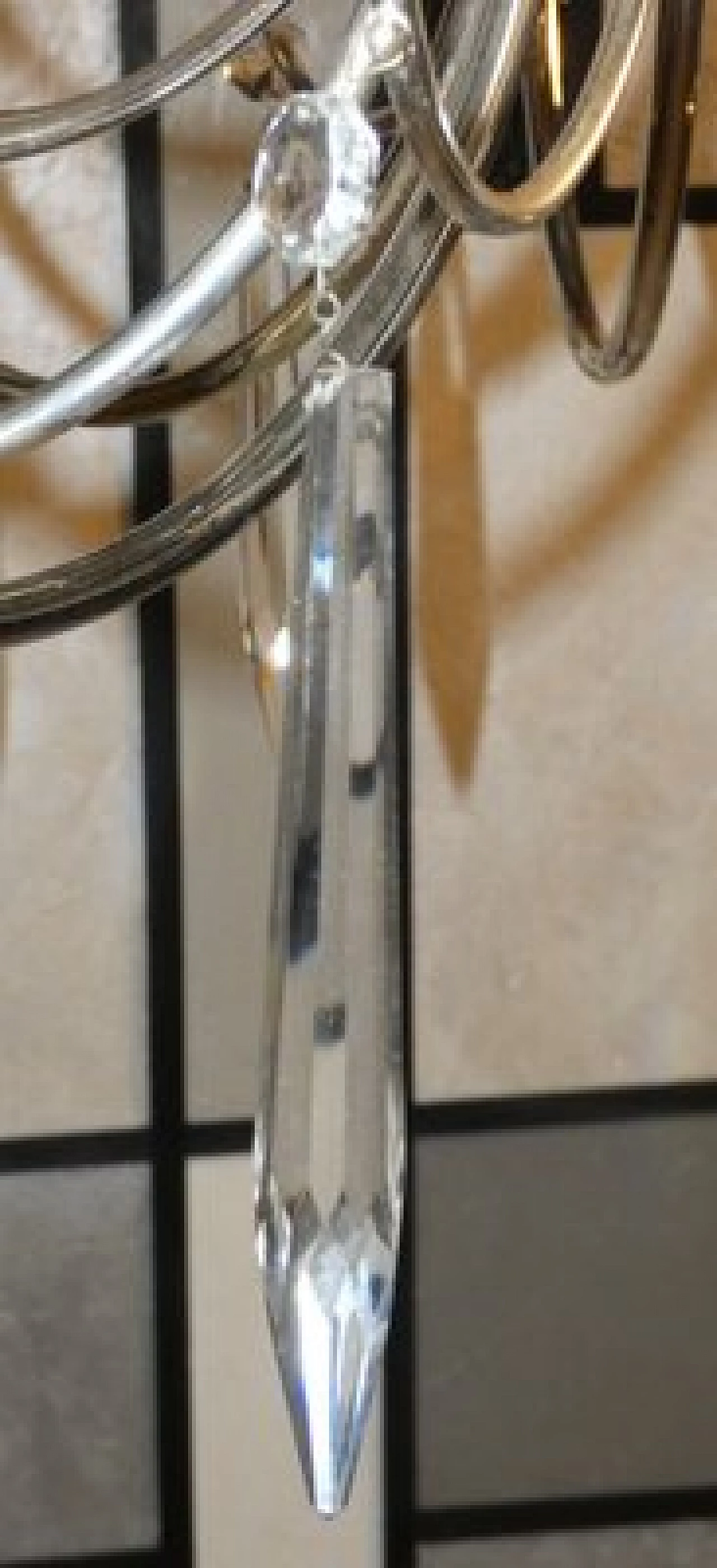 Lampadario Ovali in argento e cristallo di Gaetano Sciolari, anni '70 7