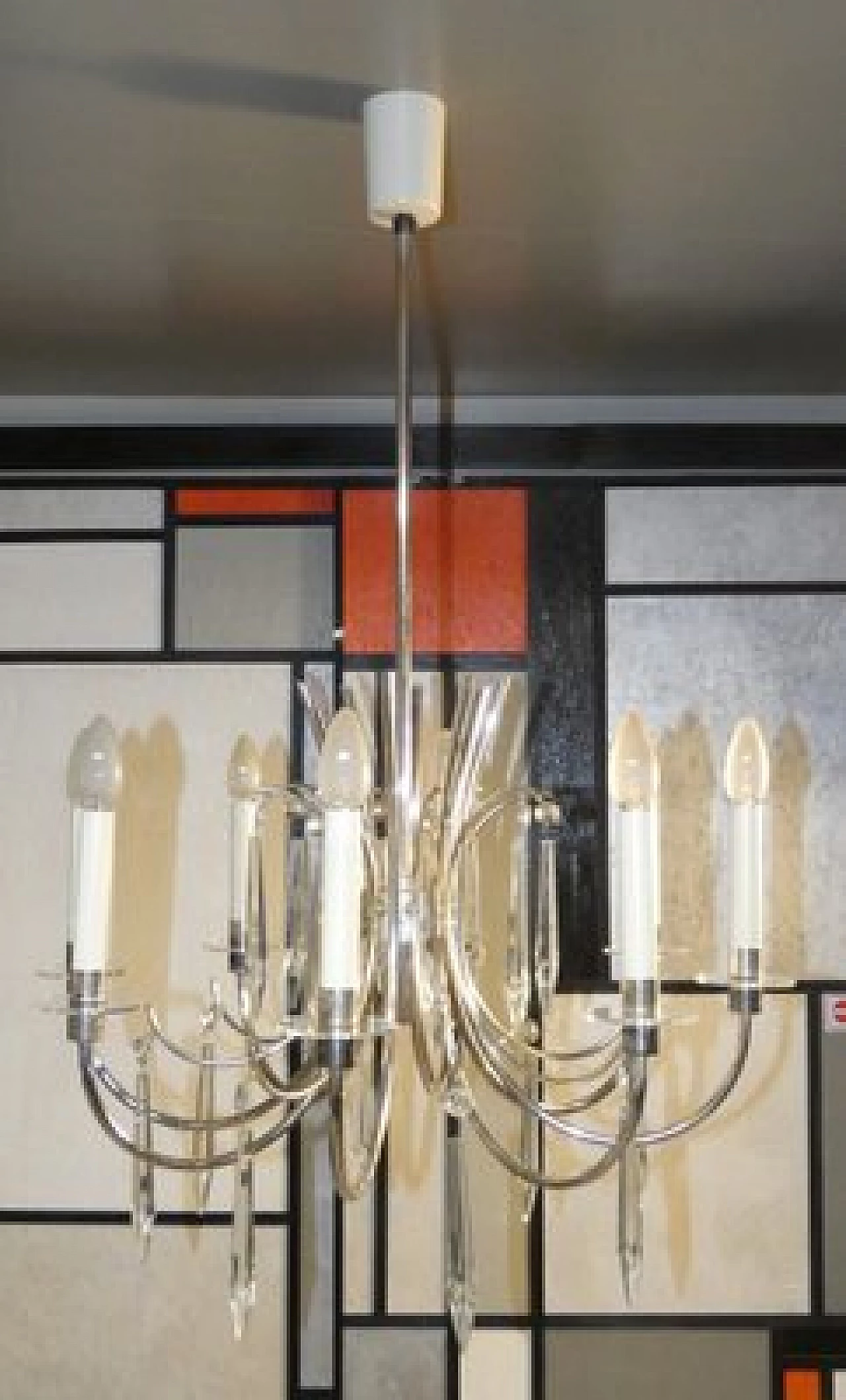 Lampadario Ovali in argento e cristallo di Gaetano Sciolari, anni '70 12