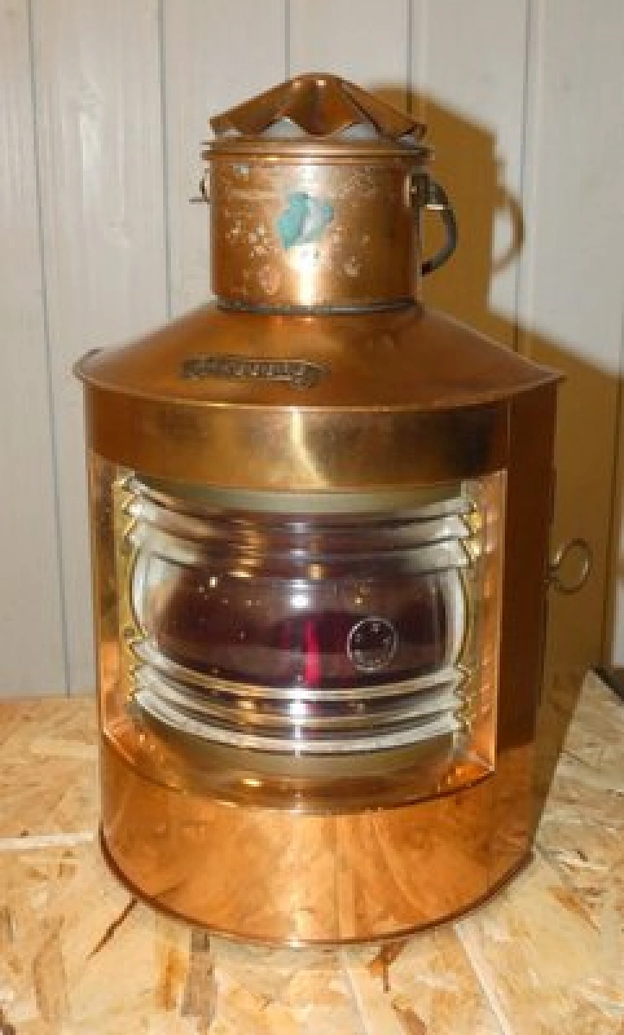Copper and glass oil lamp by Bakboord, 19th century 1