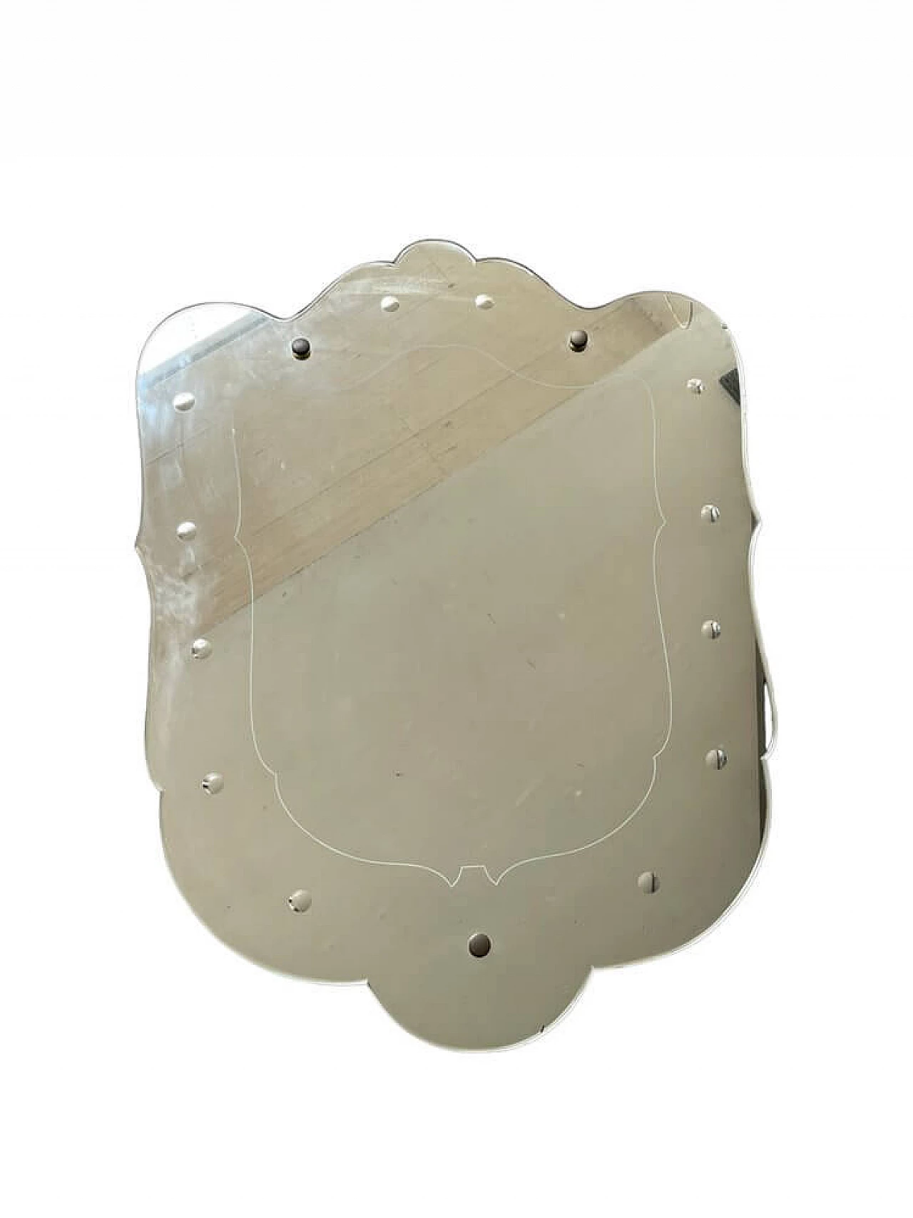 Specchio da parete Art Déco in vetro acidato, anni '50 1