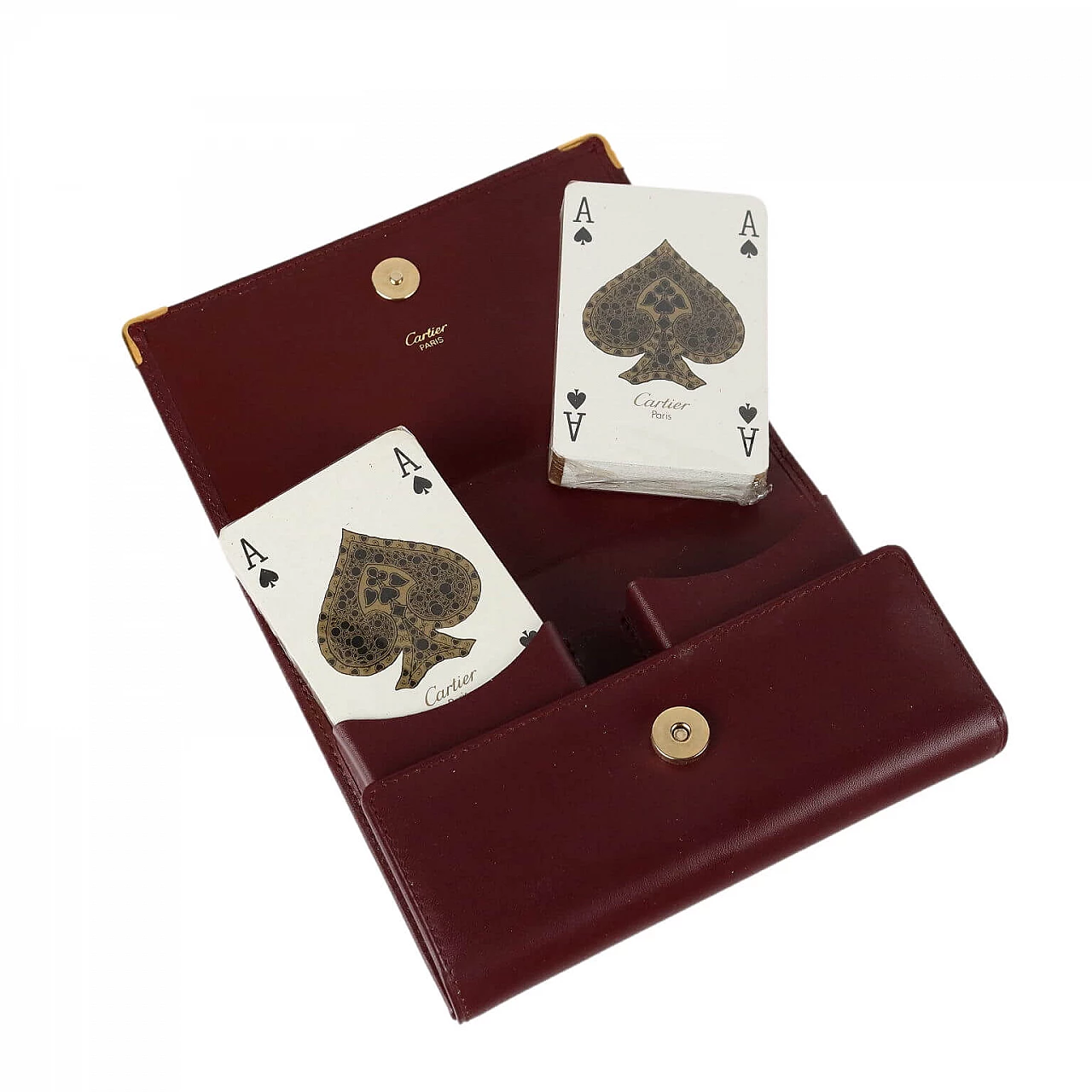 Custodia Porta Carte Da Gioco In Pelle Pieno Fiore Fatta A Mano - Doppio Mazzo Per Poker E Bridge Con Passante Da Cintura - Stile Vintage Nero