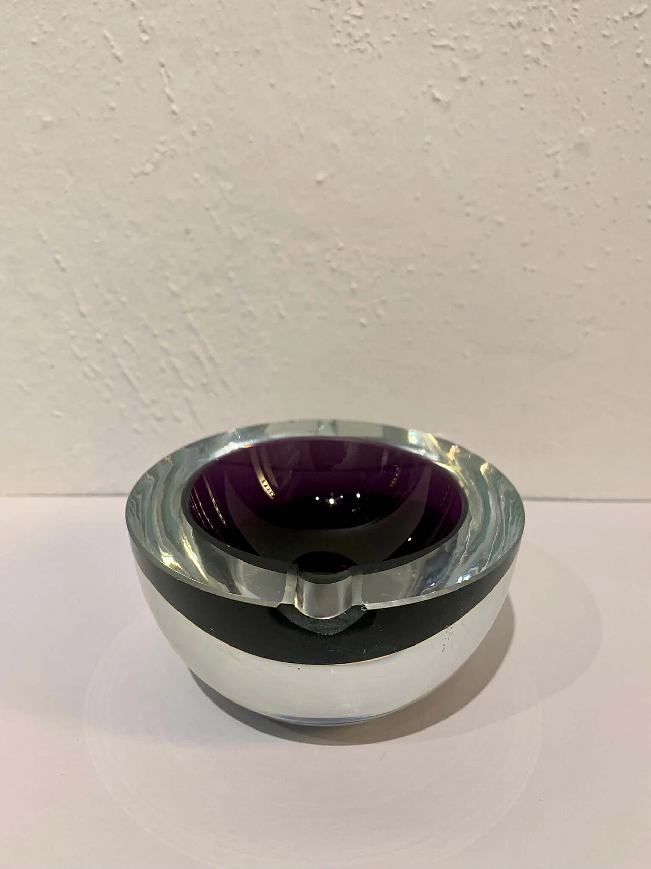Posacenere rotondo in vetro di Murano sommerso viola, anni '70 2