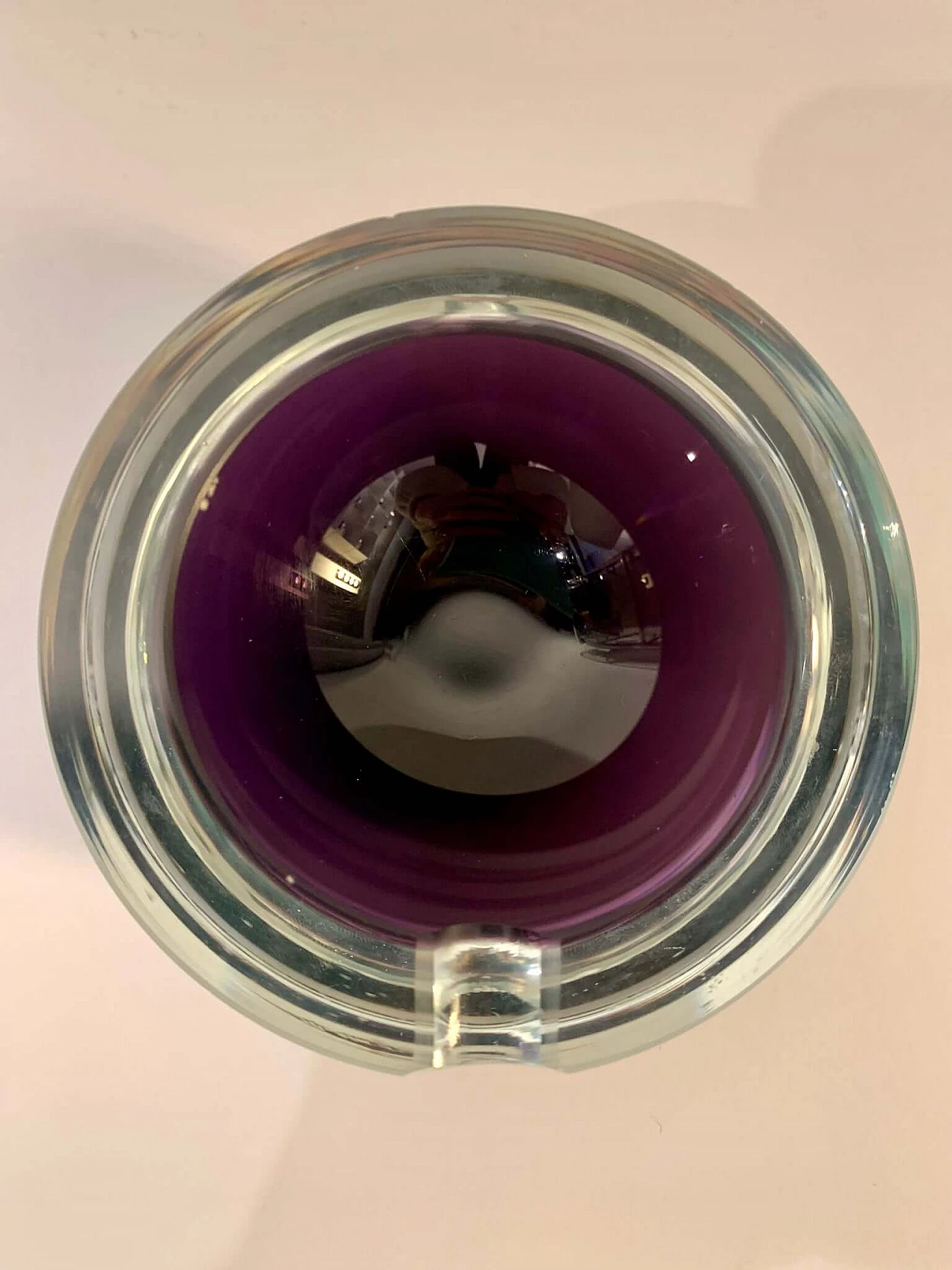 Posacenere rotondo in vetro di Murano sommerso viola, anni '70 7
