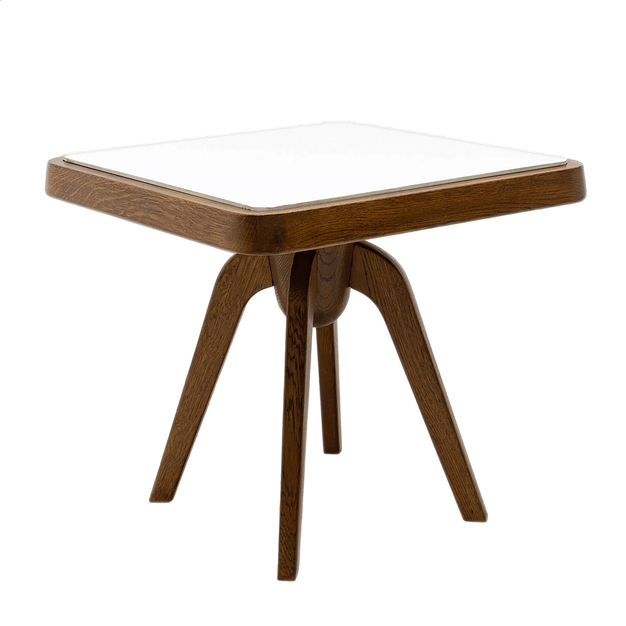 Tavolino in faggio e vetro lattimo di Krásna Jizba, anni '60 15