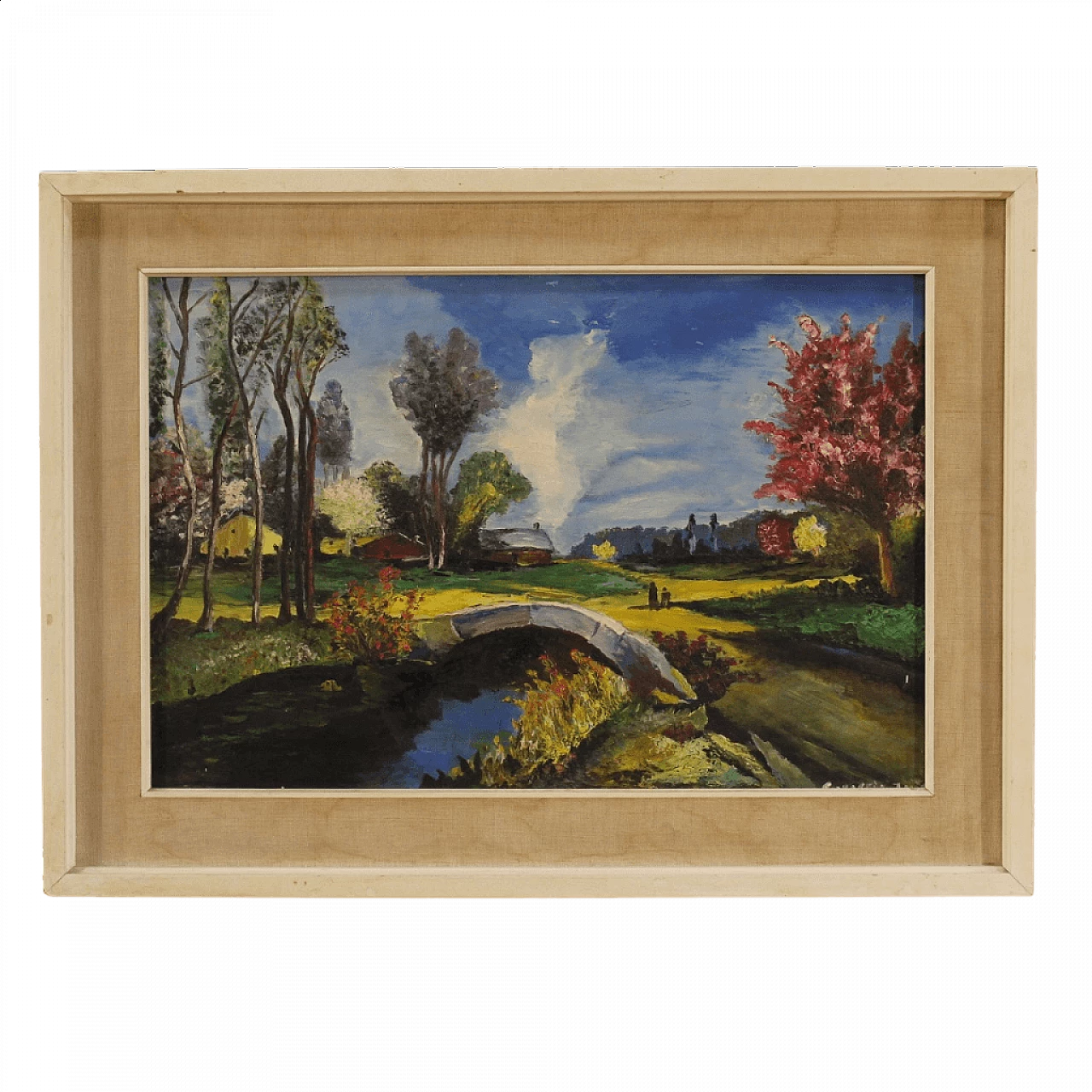 Landscape painting in impressionist style, oil on canvas, 1960s 16