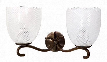 Murano glass and brass wall sconce by Venini, 1940s