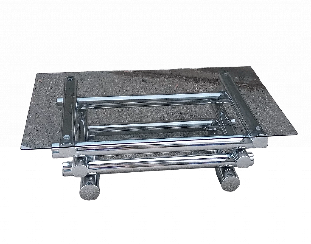 Metal and glass coffee table attributed to Willy Rizzo, 1970s 4