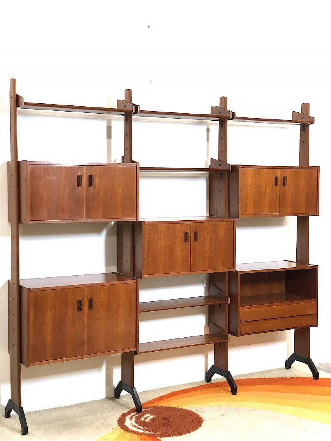 Libreria in teak a 3 campate di Vittorio Dassi, anni '60 4