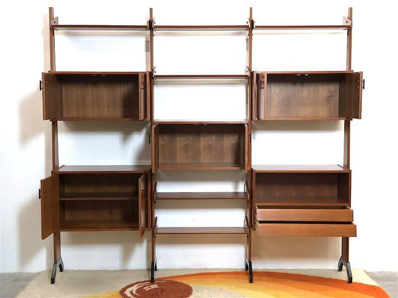 Libreria in teak a 3 campate di Vittorio Dassi, anni '60 6