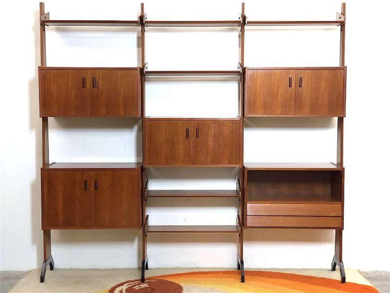 Bookcase in teak with 3-bay by Vittorio Dassi, 1960s 11