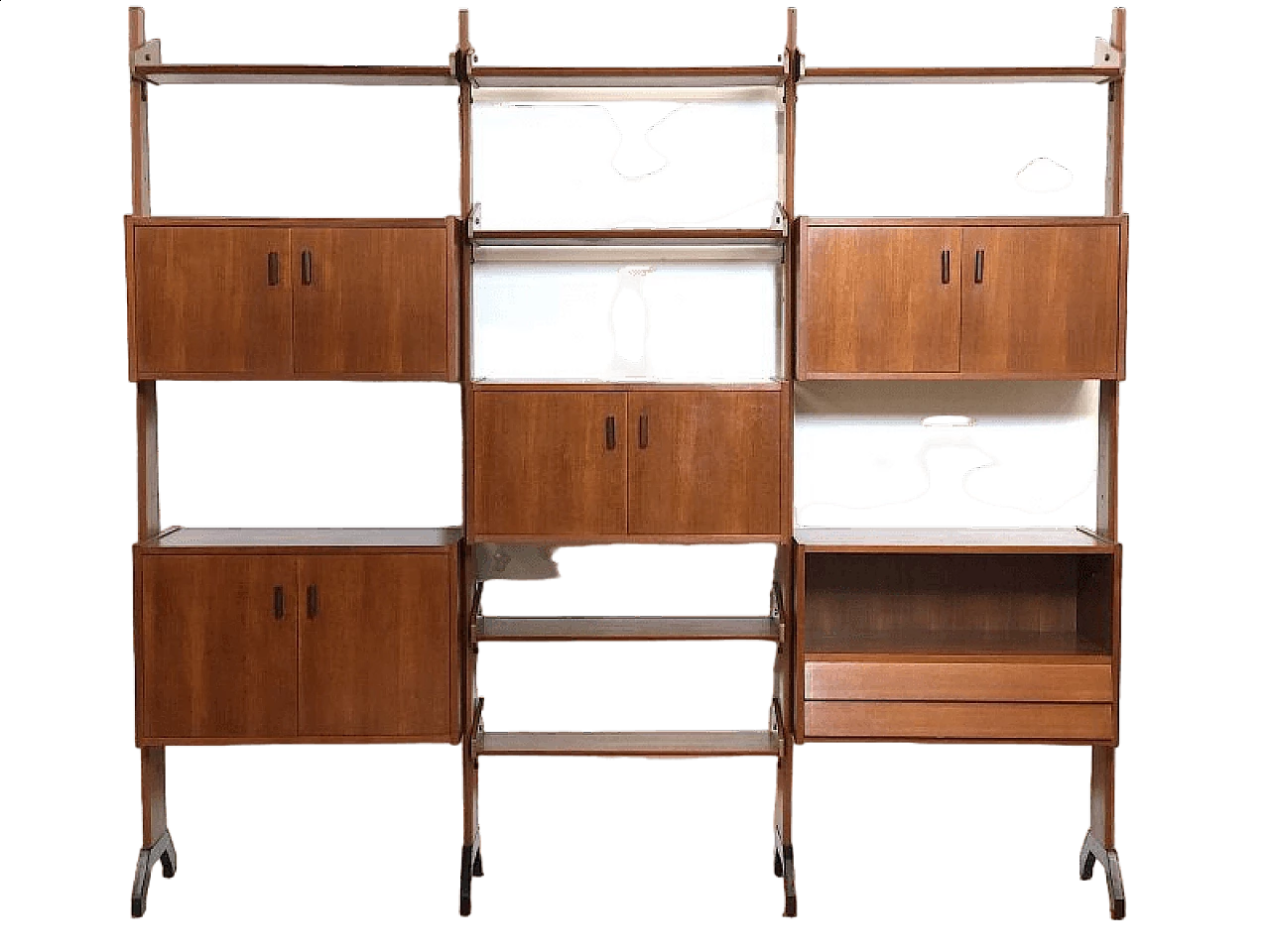 Bookcase in teak with 3-bay by Vittorio Dassi, 1960s 12