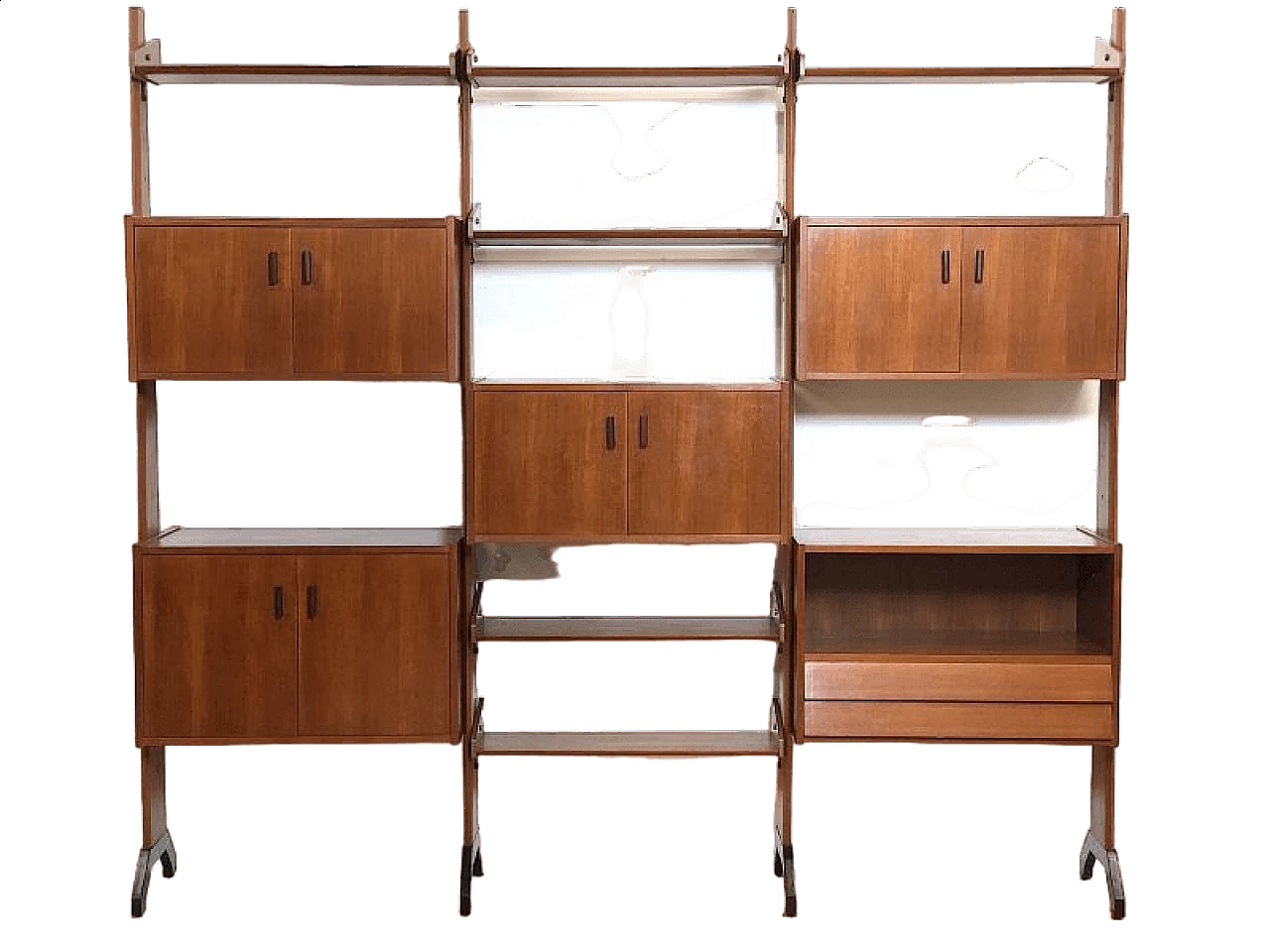 Libreria in teak a 3 campate di Vittorio Dassi, anni '60 12