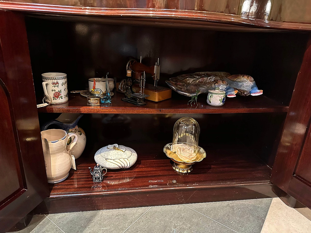 Credenza inglese stile Luigi Filippo in piuma di mogano, '800 12