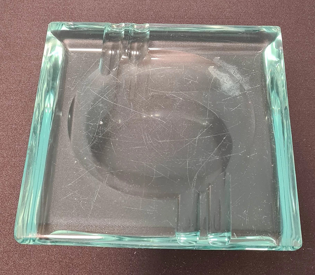 Posacenere quadrato in vetro di Fontana Arte, anni '50 1