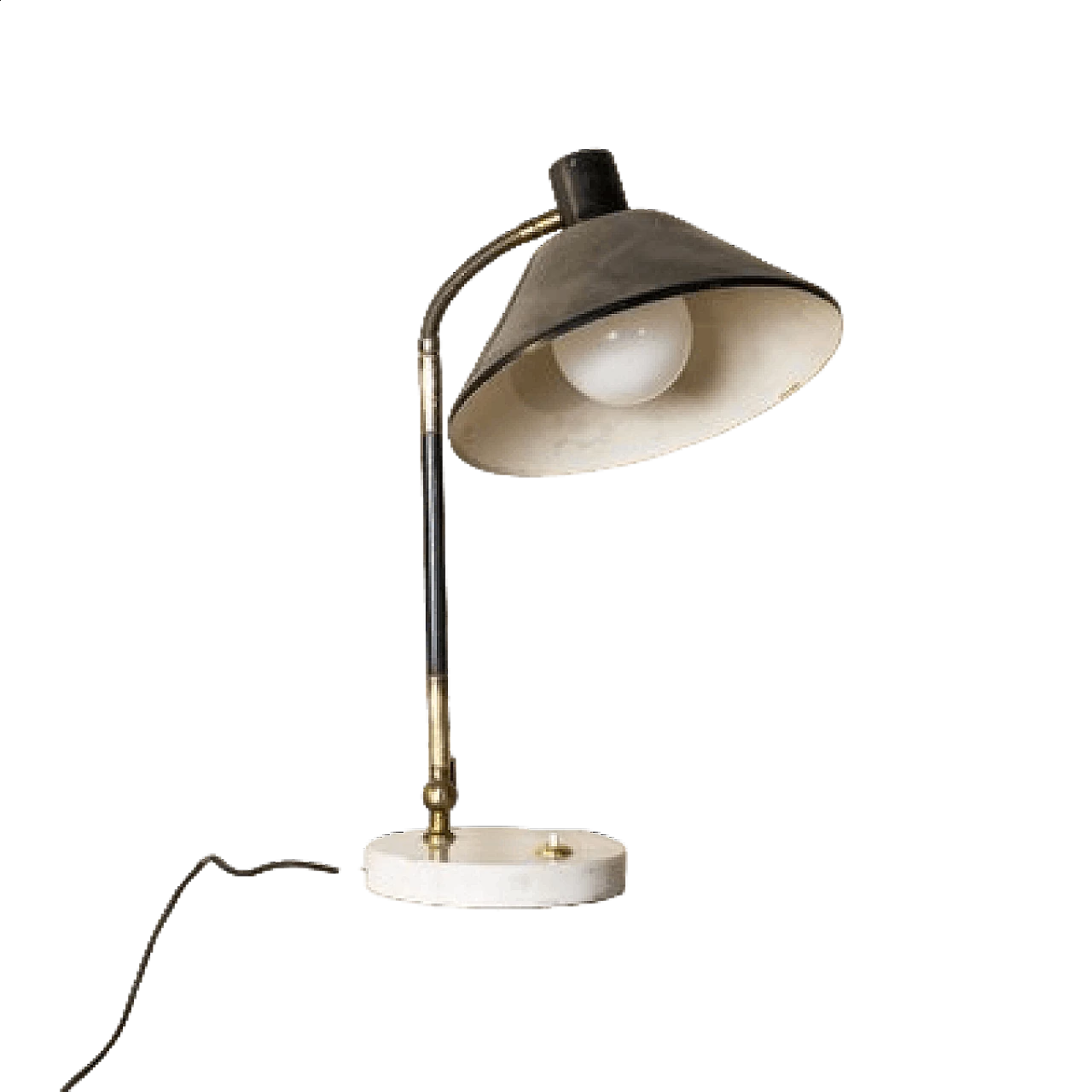 Lampada da tavolo in metallo con base in marmo di Stilux Milano, anni '50 12