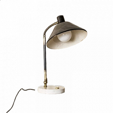 Lampada da tavolo in metallo con base in marmo di Stilux Milano, anni '50