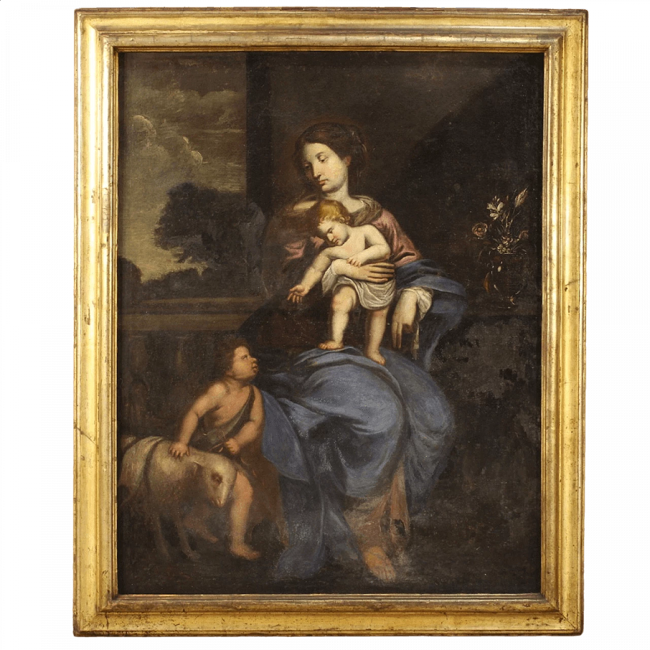 Madonna and Child with young Saint John, oil painting on canvas, 17th ...
