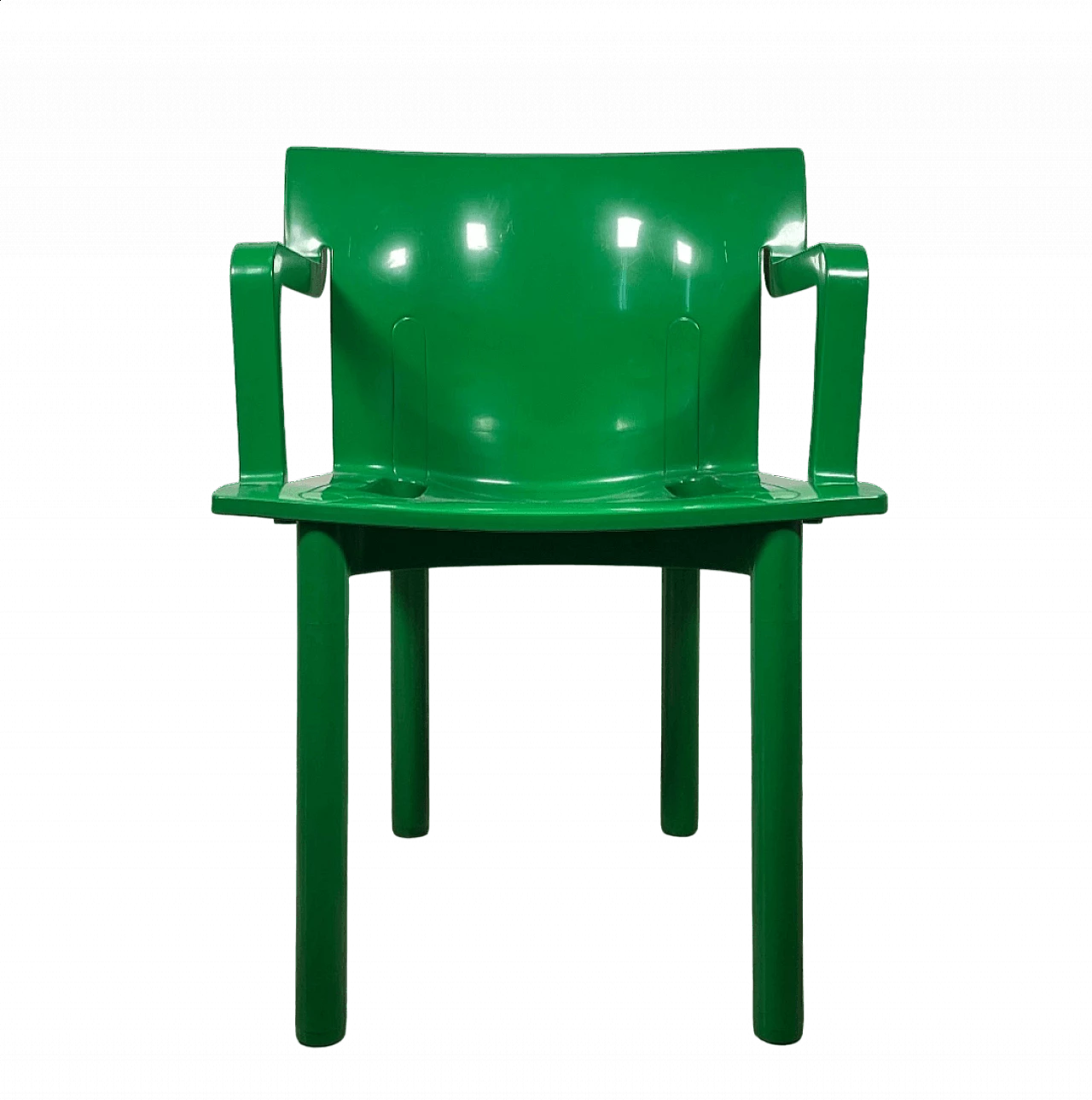 4 Armchairs in green ABS by Anna Castelli Ferrieri for Kartell, 1980s 7