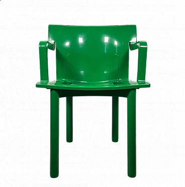 4 Armchairs in green ABS by Anna Castelli Ferrieri for Kartell, 1980s