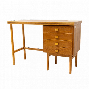 Beech desk with four drawers for Hikor Písek, 1980s