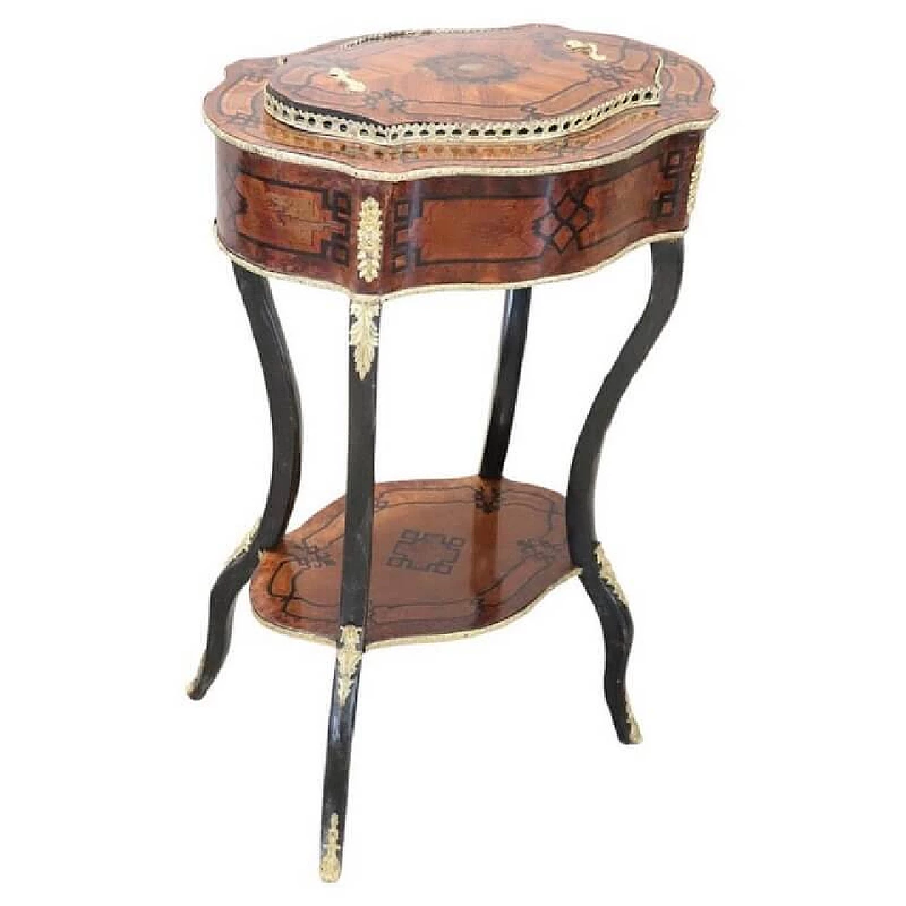 Napoleon III inlaid wood side table with planter, second half of the 19th century 1